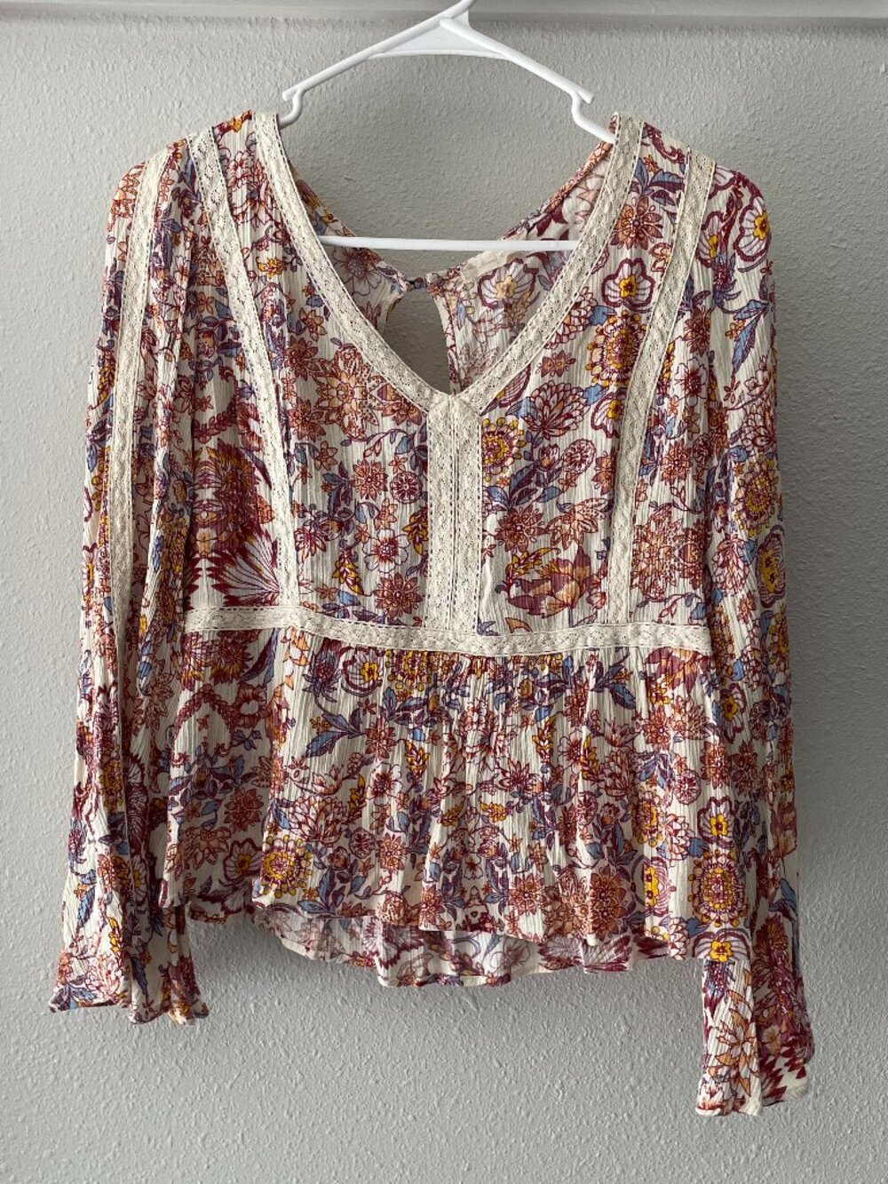 Altar'd State Boho Crochet Detail Floral Blouse